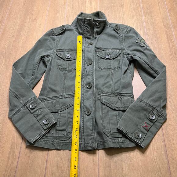 Y2K Fox Racing Women’s Army Green Military Style Zip & Button Jacket Sz Medium - Picture 7 of 9